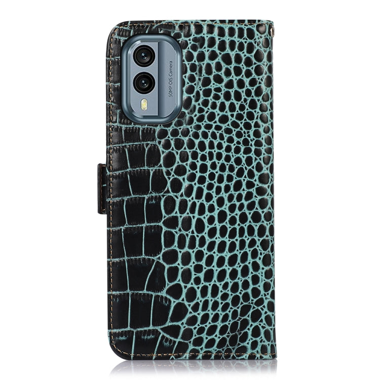 For Nokia X30 5G Crocodile Top Layer Cowhide Leather Phone Case(Green) - Nokia Cases by buy2fix | Online Shopping UK | buy2fix