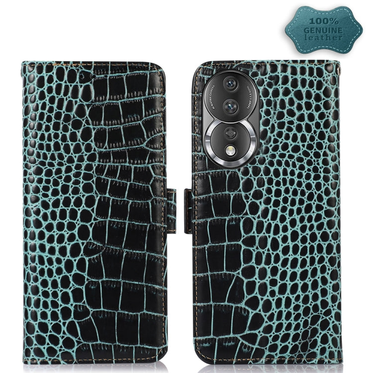 For Honor 80 Crocodile Top Layer Cowhide Leather Phone Case(Green) - Honor Cases by buy2fix | Online Shopping UK | buy2fix