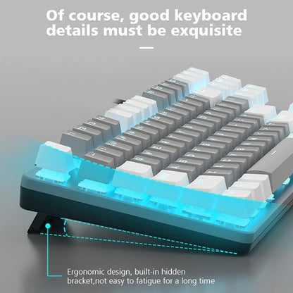 AULA F3287 Wired Color Matching Single Mode 87 Keys Mechanical Keyboard,Green Shaft(White) - Wired Keyboard by AULA | Online Shopping UK | buy2fix