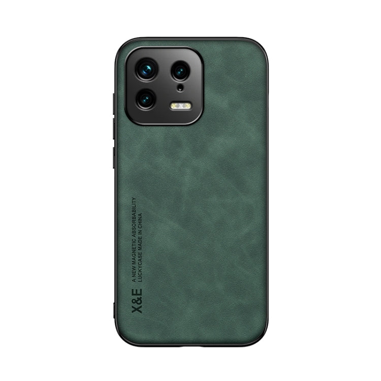 For Xiaomi 13 Skin Feel Magnetic Leather Back Phone Case(Green) - 13 Cases by buy2fix | Online Shopping UK | buy2fix