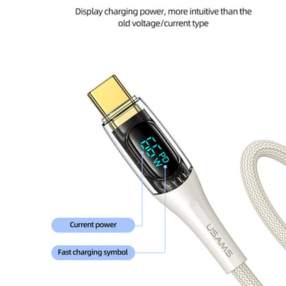 USAMS USB to Type-C 66W Aluminum Alloy Transparent Digital Display Fast Charge Data Cable, Cable Length:2m(Purple) - USB-C & Type-C Cable by USAMS | Online Shopping UK | buy2fix