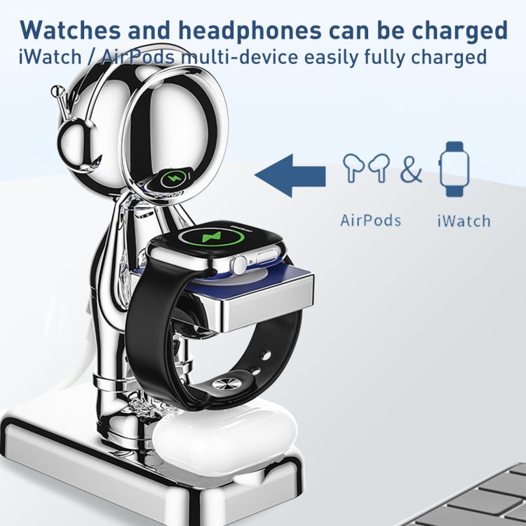 For Watch+Wireless Headset Intelligent Wireless Charging Holder(Silver) - Smart Wear by buy2fix | Online Shopping UK | buy2fix