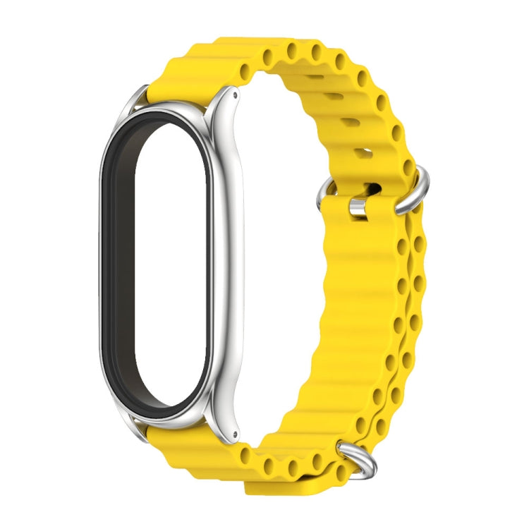 For Xiaomi Mi Band 7 / 7 NFC MIJOBS PLUS Marine Silicone Breathable Watch Band(Yellow Silver) - Watch Bands by MIJOBS | Online Shopping UK | buy2fix