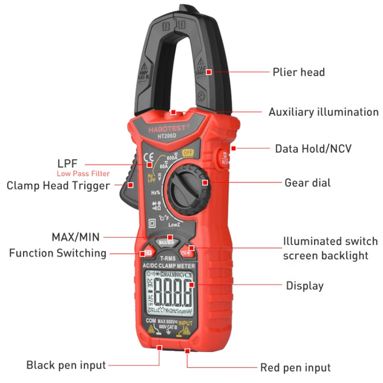 HABOTEST HT206D Clamp Type High Precision Digital Multimeter - Digital Multimeter by HABOTEST | Online Shopping UK | buy2fix