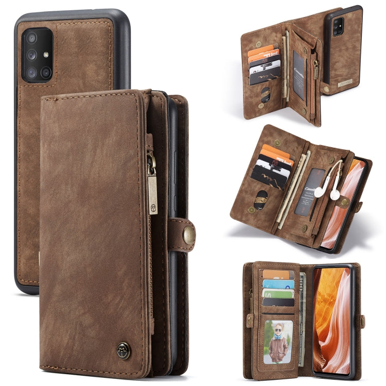 For Galaxy A71 CaseMe Detachable Multifunctional Horizontal Flip Leather Case, with Card Slot & Holder & Zipper Wallet & Photo Frame(Brown) - Galaxy Phone Cases by CaseMe | Online Shopping UK | buy2fix