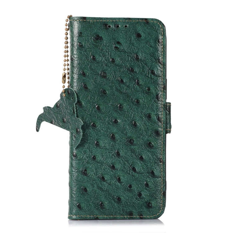 For OnePlus 11 5G Ostrich Pattern Genuine Leather RFID Phone Case(Green) - OnePlus Cases by buy2fix | Online Shopping UK | buy2fix