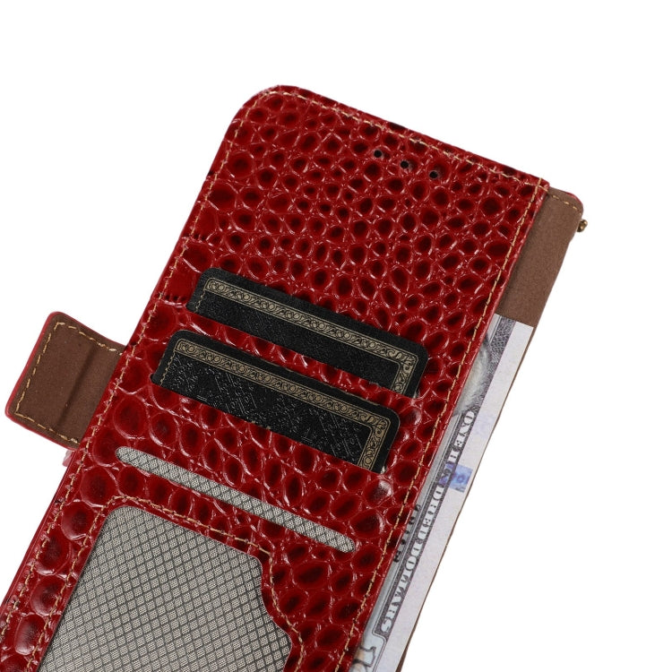 For Motorola Moto G53 5G Crocodile Top Layer Cowhide RFID Leather Phone Case(Red) - Motorola Cases by buy2fix | Online Shopping UK | buy2fix