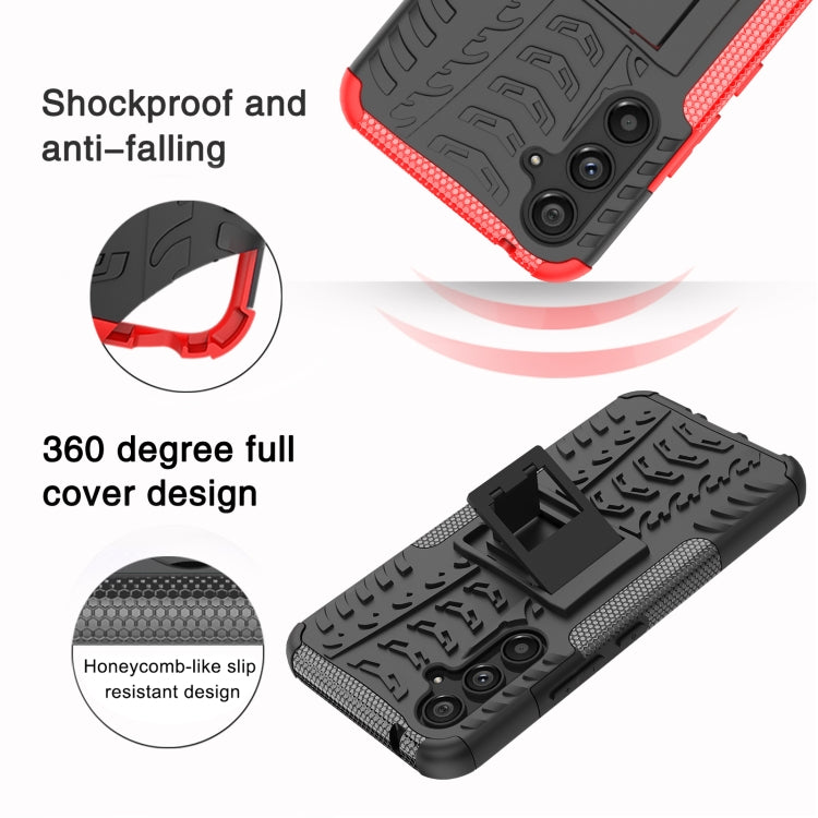 For Samsung Galaxy A54 5G Tire Texture TPU + PC Phone Case with Holder(Black) - Galaxy Phone Cases by buy2fix | Online Shopping UK | buy2fix