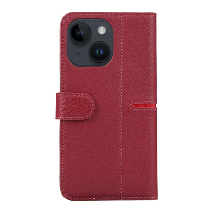 For iPhone 14 GEBEI Top-grain Horizontal Flip Leather Phone Case(Wine Red) - iPhone 14 Cases by GEBEI | Online Shopping UK | buy2fix