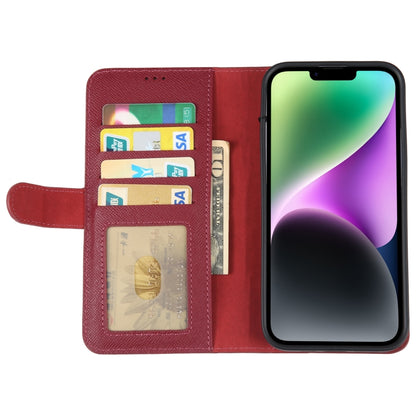 For iPhone 14 Plus GEBEI Top-grain Horizontal Flip Leather Phone Case(Wine Red) - iPhone 14 Plus Cases by GEBEI | Online Shopping UK | buy2fix