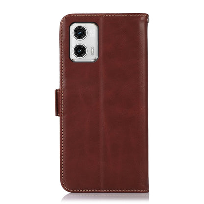 For Motorola Moto G73 5G Crazy Horse Top Layer Cowhide Leather Phone Case(Brown) - Motorola Cases by buy2fix | Online Shopping UK | buy2fix