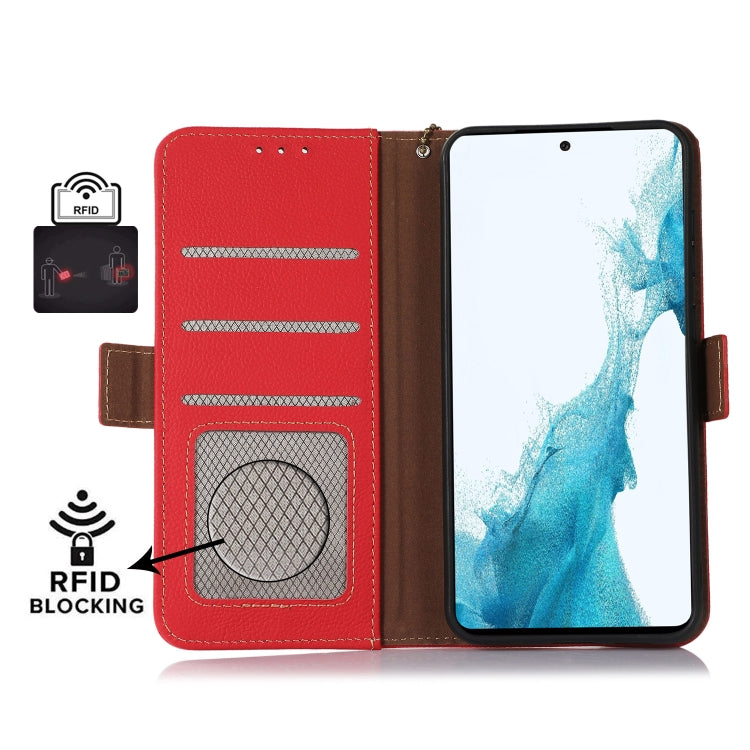 For Sony Xperia 1 IV Side-Magnetic TJ Genuine Leather RFID Phone Case(Red) - Sony Cases by buy2fix | Online Shopping UK | buy2fix