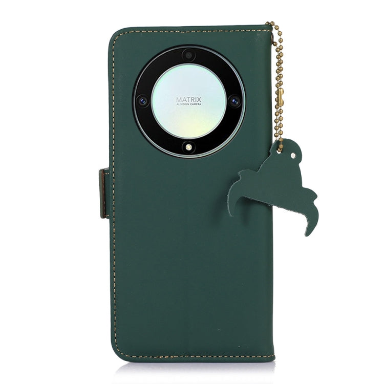 For Honor X9a 4G Genuine Leather Magnetic RFID Leather Phone Case(Green) - Honor Cases by buy2fix | Online Shopping UK | buy2fix