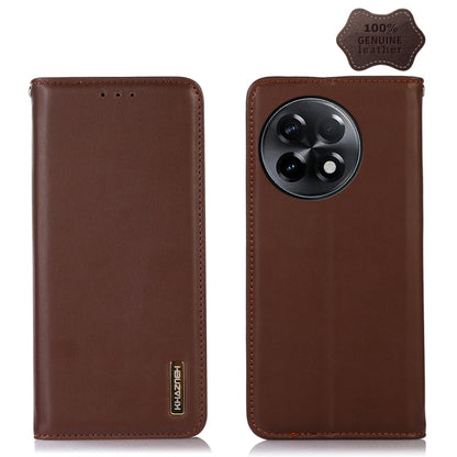 For OnePlus Ace 2 5G KHAZNEH Nappa Top Layer Cowhide Leather Phone Case(Brown) - OnePlus Cases by buy2fix | Online Shopping UK | buy2fix