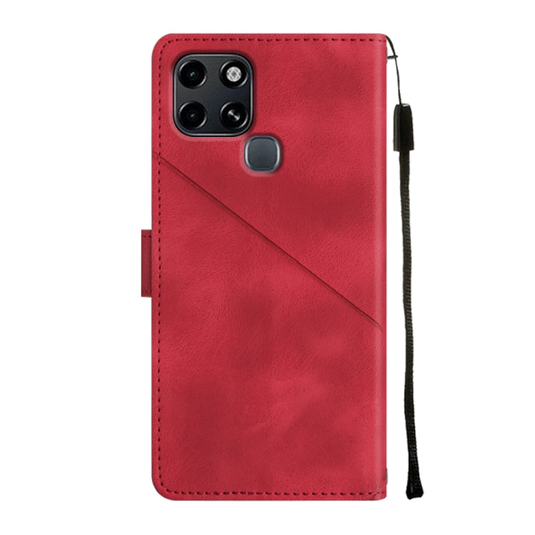 For Infinix Smart 6 Skin-feel Embossed Leather Phone Case(Red) - Infinix Cases by buy2fix | Online Shopping UK | buy2fix