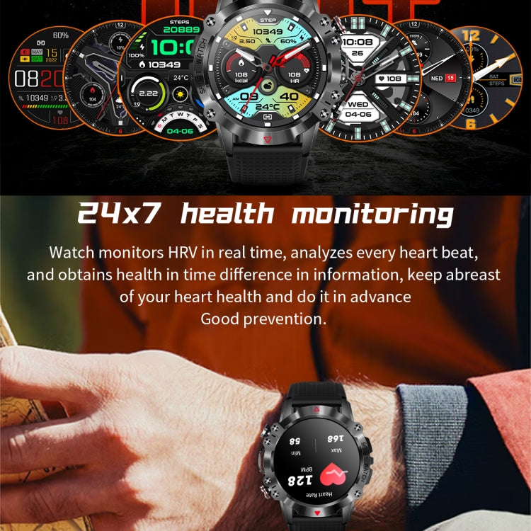 K10 1.39 inch IP67 Waterproof Smart Watch, Support Heart Rate / Sleep Monitoring(Black Blue) - Smart Wear by buy2fix | Online Shopping UK | buy2fix