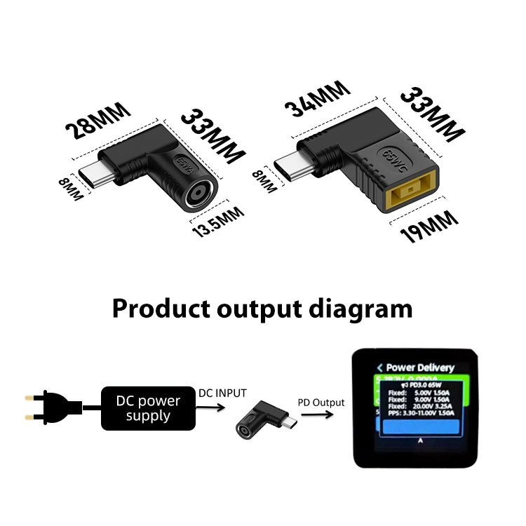 For Lenovo Square Port 65W DC Input to USB-C / Type-C PD Power Adapter - Computer & Networking by buy2fix | Online Shopping UK | buy2fix