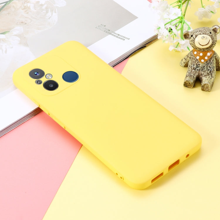 For Xiaomi Redmi 12C / 11A / Poco C55 Pure Color Liquid Silicone Shockproof Phone Case(Yellow) - Xiaomi Cases by buy2fix | Online Shopping UK | buy2fix