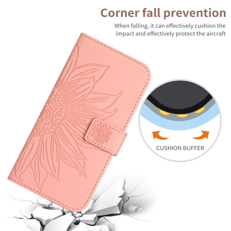 For Google Pixel 7A Skin Feel Sun Flower Pattern Flip Leather Phone Case with Lanyard(Pink) - Google Cases by buy2fix | Online Shopping UK | buy2fix