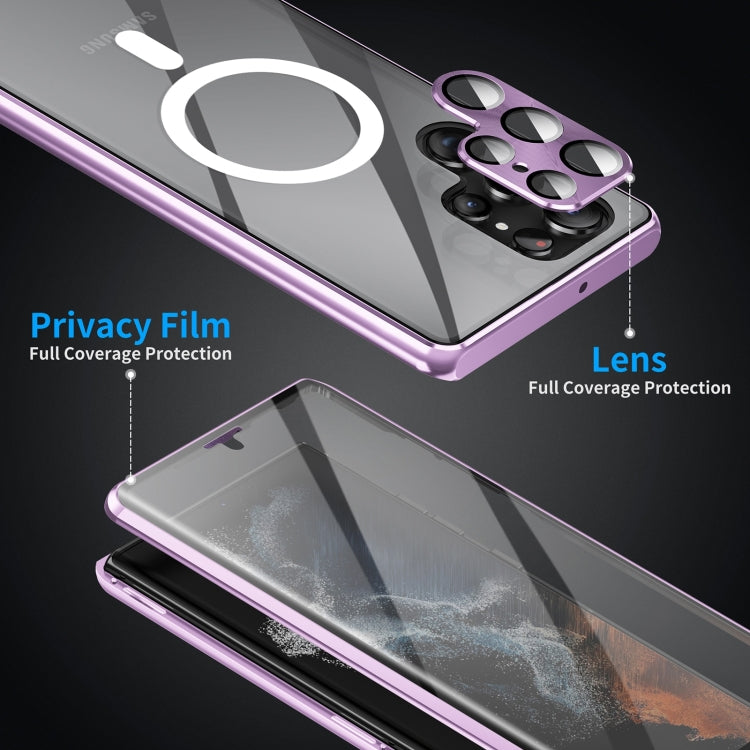 For Samsung Galaxy S21 5G HD Full Cover Magsafe Magnetic Metal Tempered Glass Phone Case(Purple) - Galaxy S21 5G Cases by buy2fix | Online Shopping UK | buy2fix