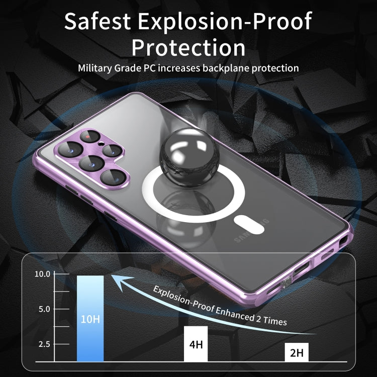 For Samsung Galaxy S24+ 5G HD Full Cover Magsafe Magnetic Metal Tempered Glass Phone Case(Purple) - Galaxy S24+ 5G Cases by buy2fix | Online Shopping UK | buy2fix