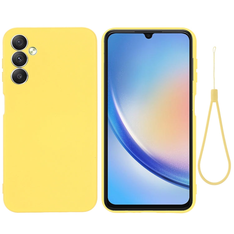 For Samsung Galaxy A24 4G Pure Color Liquid Silicone Shockproof Phone Case(Yellow) - Galaxy Phone Cases by buy2fix | Online Shopping UK | buy2fix