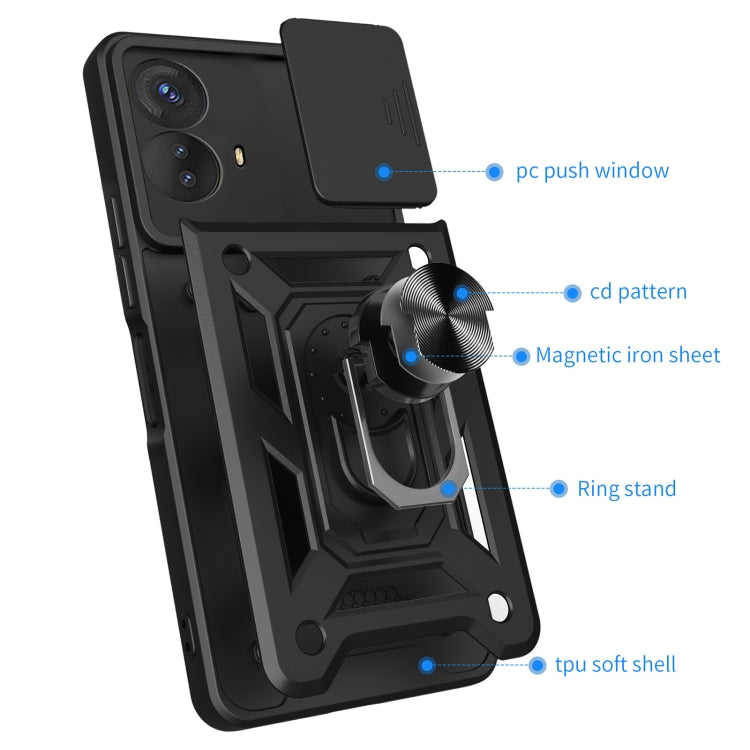For Motorola Moto G73 5G Sliding Camera Cover Design TPU+PC Phone Case(Red) - Motorola Cases by buy2fix | Online Shopping UK | buy2fix