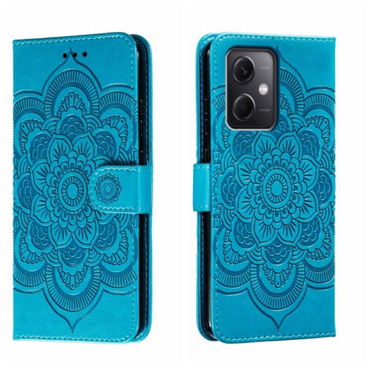 For Xiaomi Redmi Note 12 5G Global Sun Mandala Embossing Pattern Phone Leather Case(Blue) - Note 12 Cases by buy2fix | Online Shopping UK | buy2fix