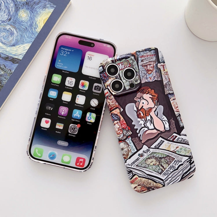 For iPhone 11 Pro Max Precise Hole Oil Painting Glossy PC Phone Case(Newspaper) - iPhone 11 Pro Max Cases by buy2fix | Online Shopping UK | buy2fix
