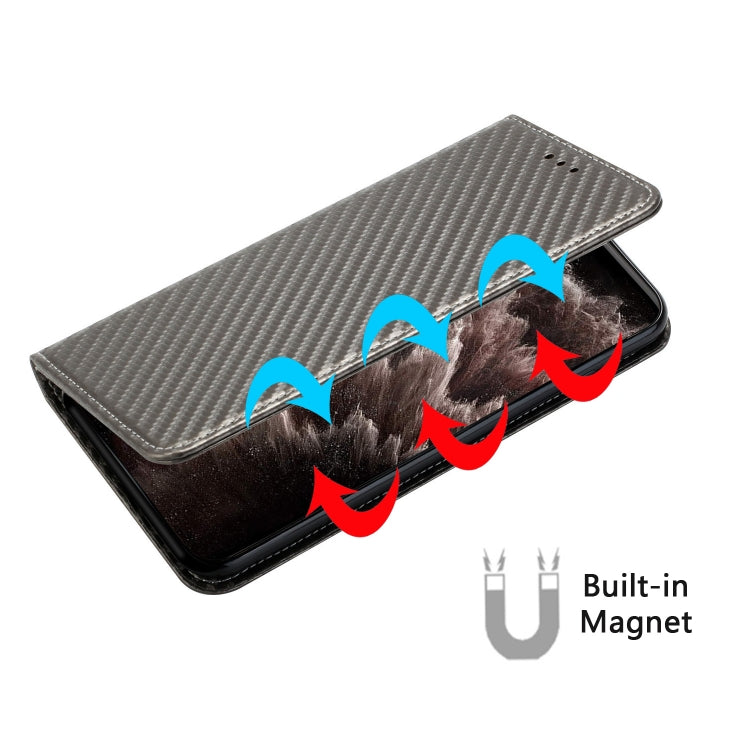 For Xiaomi Redmi Note 12 4G Global Carbon Fiber Texture Magnetic Flip Leather Phone Case(Grey) - Note 12 Cases by buy2fix | Online Shopping UK | buy2fix