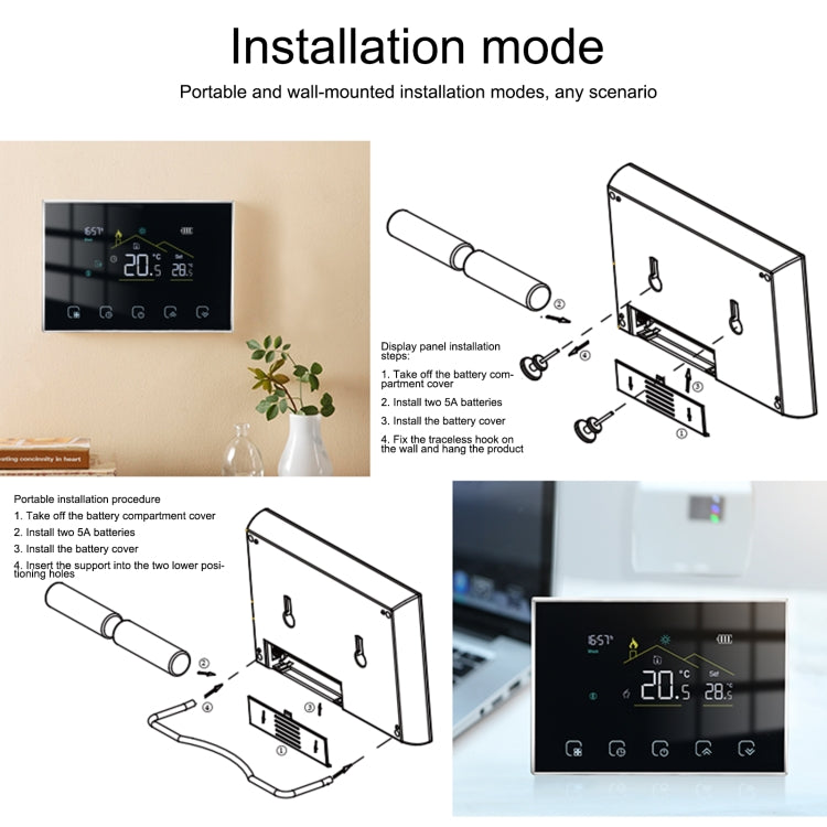 BHT-8000RF-VA- GACW Wireless Smart LED Screen Thermostat With WiFi, Specification:Water / Boiler Heating - Thermostat & Thermometer by buy2fix | Online Shopping UK | buy2fix