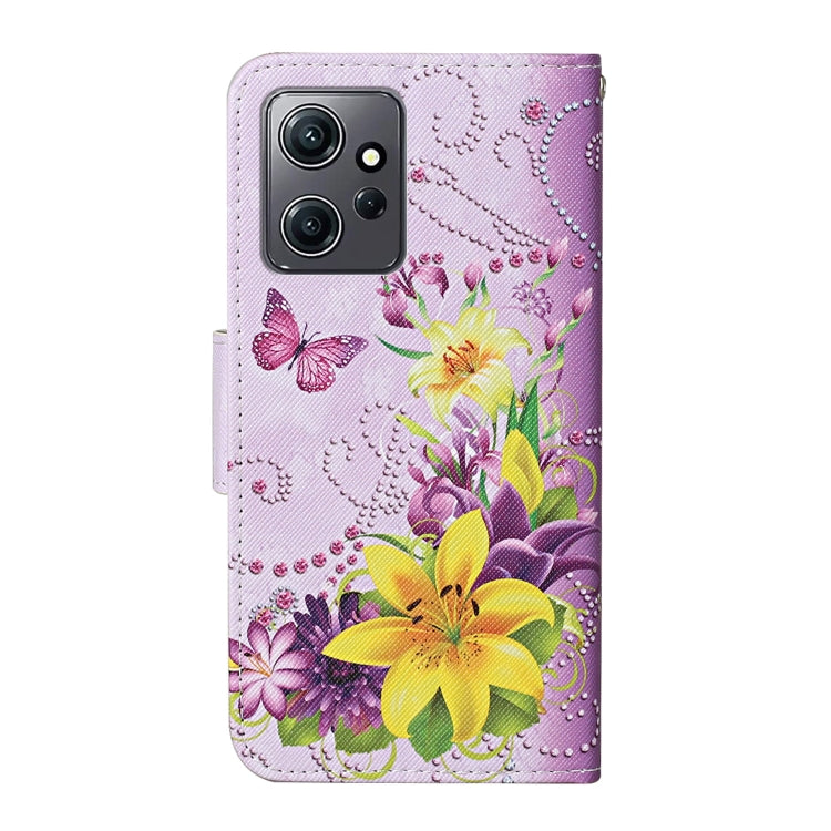 For Xiaomi Redmi Note 12 4G Global Colored Drawing Pattern Flip Leather Phone Case(Yellow Flower Butterfly) - Note 12 Cases by buy2fix | Online Shopping UK | buy2fix