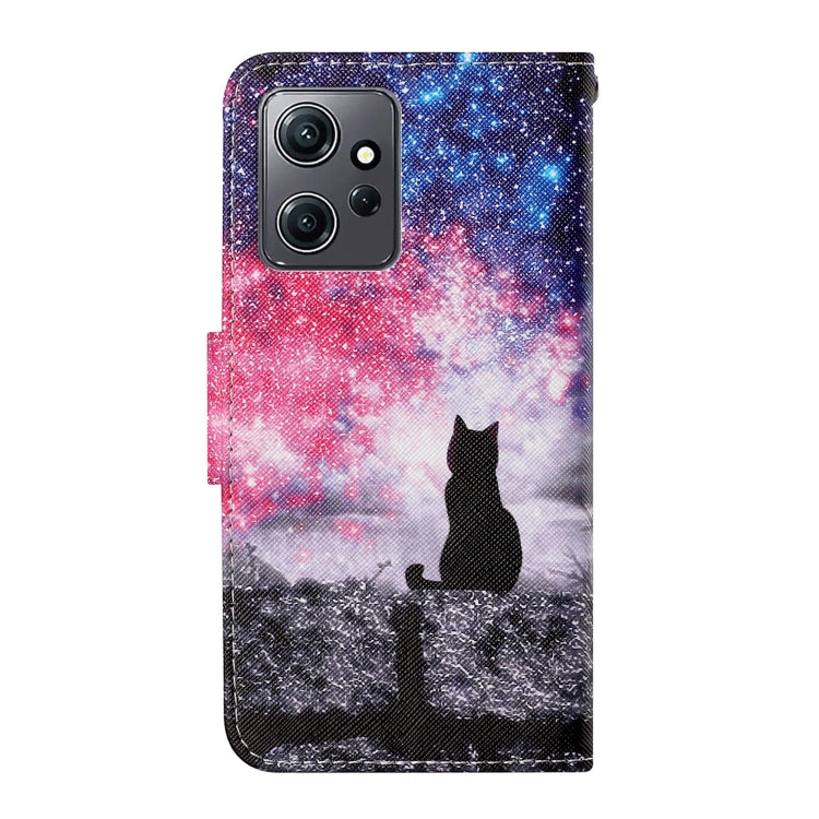 For Xiaomi Redmi Note 12 4G Global Colored Drawing Pattern Flip Leather Phone Case(Star Sky Cat) - Note 12 Cases by buy2fix | Online Shopping UK | buy2fix