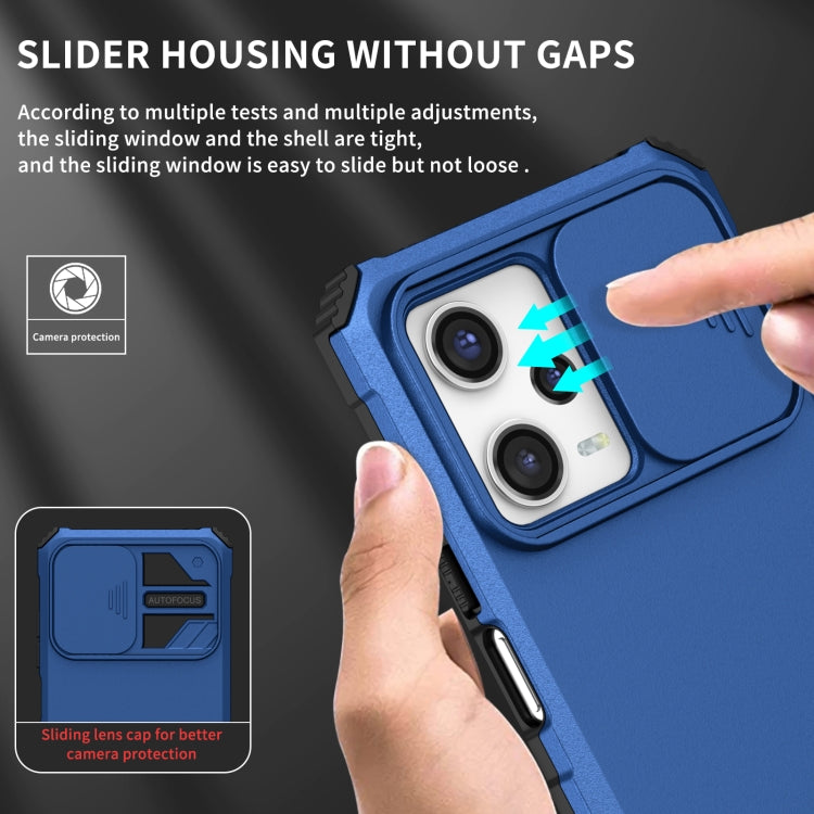 For Xiaomi Redmi Note 12 Pro 5G / Poco X5 Pro Stereoscopic Holder Sliding Camshield Phone Case(Blue) - Note 12 Pro Cases by buy2fix | Online Shopping UK | buy2fix
