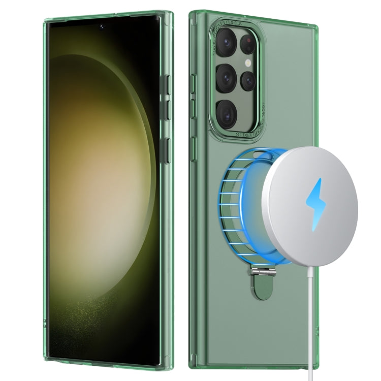 For Samsung Galaxy S23 Ultra 5G LK 3 in 1 MagSafe Magnetic Holder Phone Case(Green) - Galaxy S23 Ultra 5G Cases by buy2fix | Online Shopping UK | buy2fix