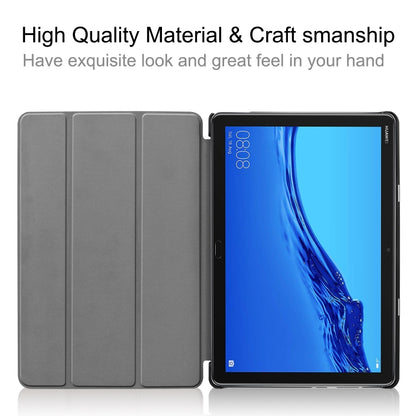 For Huawei MediaPad M5 Lite 10.0 inch Custer Pattern Pure Color Horizontal Flip Leather Case with Three-folding Holder & with Sleep / Wake-up Function(Black) - Mobile Accessories by buy2fix | Online Shopping UK | buy2fix
