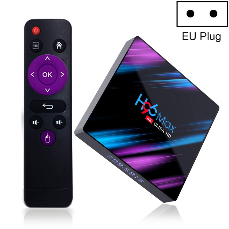 H96 Max-3318 4K Ultra HD Android TV Box with Remote Controller, Android 10.0, RK3318 Quad-Core 64bit Cortex-A53, 2GB+16GB, Support TF Card / USBx2 / AV / Ethernet, Plug Specification:EU Plug - Consumer Electronics by buy2fix | Online Shopping UK | buy2fix