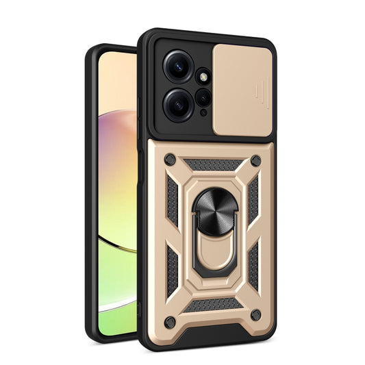For Xiaomi Redmi Note 12 4G Global Sliding Camera Cover Design Phone Case(Gold) - Note 12 Cases by buy2fix | Online Shopping UK | buy2fix