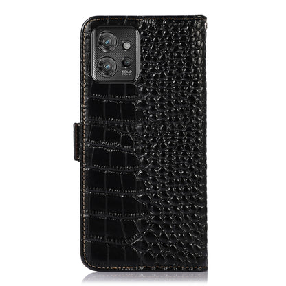 For Motorola ThinkPhone 5G Crocodile Top Layer Cowhide Leather Phone Case(Black) - Motorola Cases by buy2fix | Online Shopping UK | buy2fix