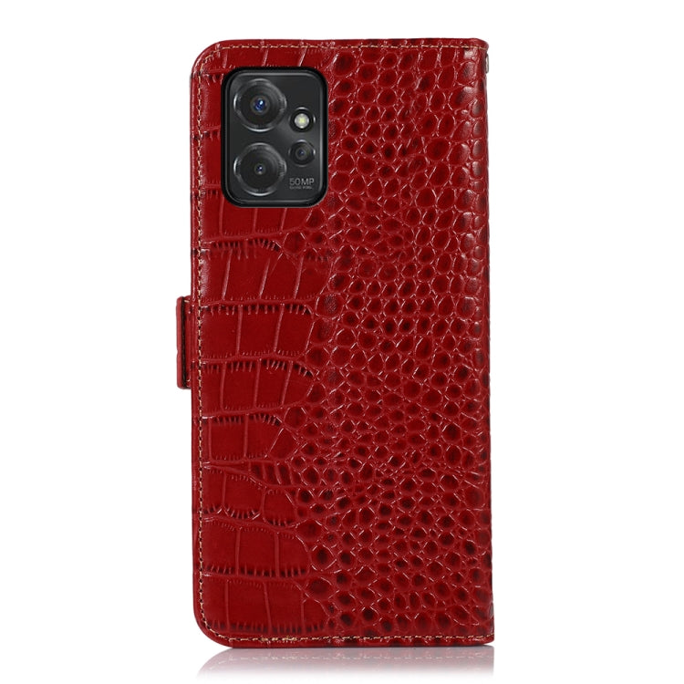 For Motorola Moto G Power 2023 Crocodile Top Layer Cowhide Leather Phone Case(Red) - Motorola Cases by buy2fix | Online Shopping UK | buy2fix