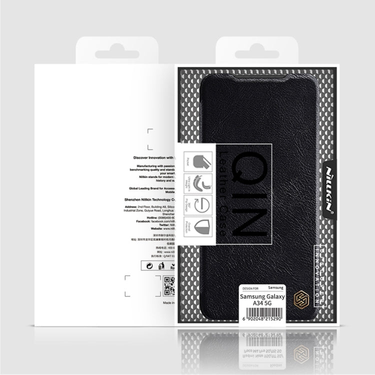 For Samsung Galaxy A34 5G NILLKIN QIN Series Crazy Horse Texture Leather Case(Black) - Galaxy Phone Cases by NILLKIN | Online Shopping UK | buy2fix