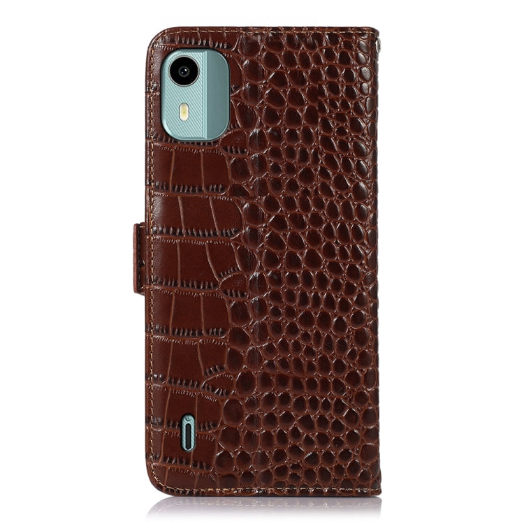 For Nokia C12 4G Crocodile Top Layer Cowhide Leather Phone Case(Brown) - Nokia Cases by buy2fix | Online Shopping UK | buy2fix