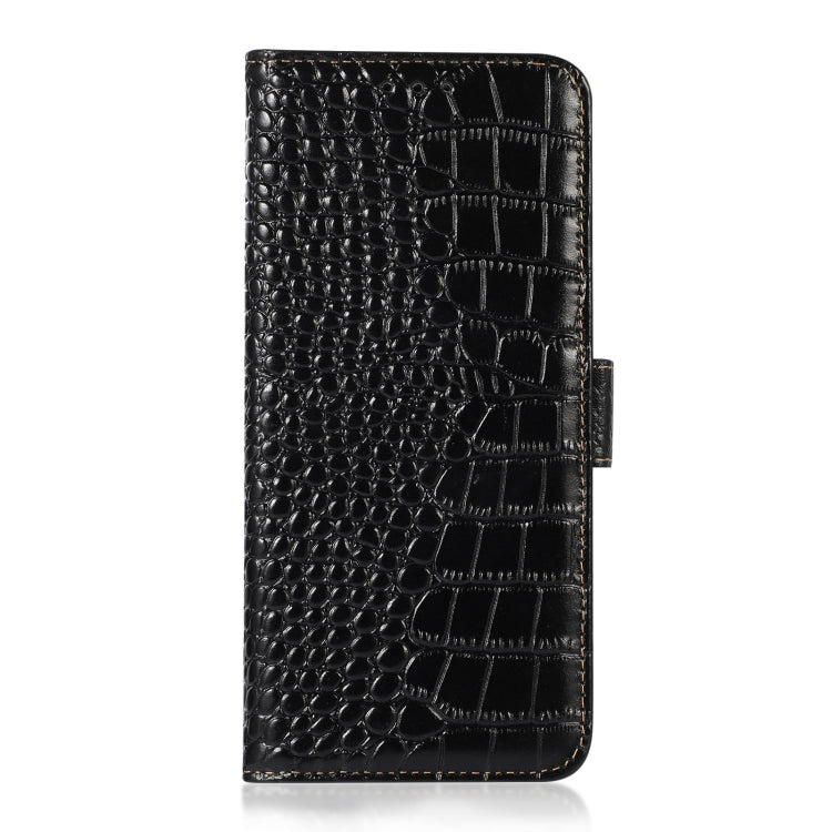 For Nokia C22 4G Crocodile Top Layer Cowhide Leather Phone Case(Black) - Nokia Cases by buy2fix | Online Shopping UK | buy2fix