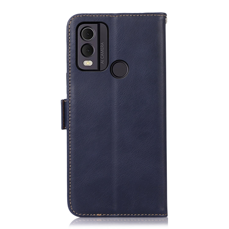 For Nokia C22 4G Crazy Horse Top Layer Cowhide Leather Phone Case(Blue) - Nokia Cases by buy2fix | Online Shopping UK | buy2fix