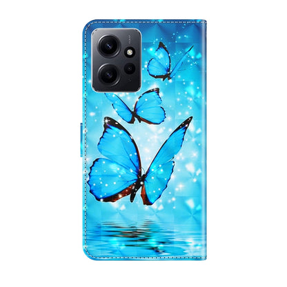 For Xiaomi Redmi Note 12 4G Global 3D Painting Pattern Flip Leather Phone Case(Three Butterflies) - Note 12 Cases by buy2fix | Online Shopping UK | buy2fix