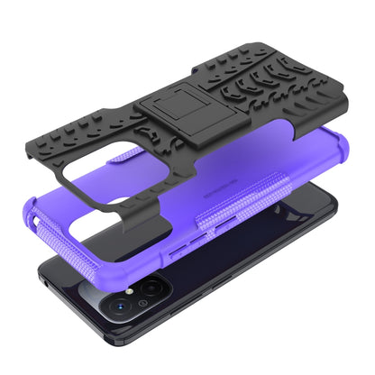 For Xiaomi Redmi 12C Tire Texture TPU + PC Phone Case with Holder(Purple) - Xiaomi Cases by buy2fix | Online Shopping UK | buy2fix