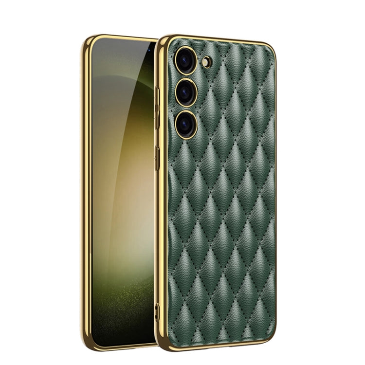For Samsung Galaxy S23+ 5G GKK Rhombus Pattern Electroplating Plain PU Phone Case(Green) - Galaxy S23+ 5G Cases by GKK | Online Shopping UK | buy2fix