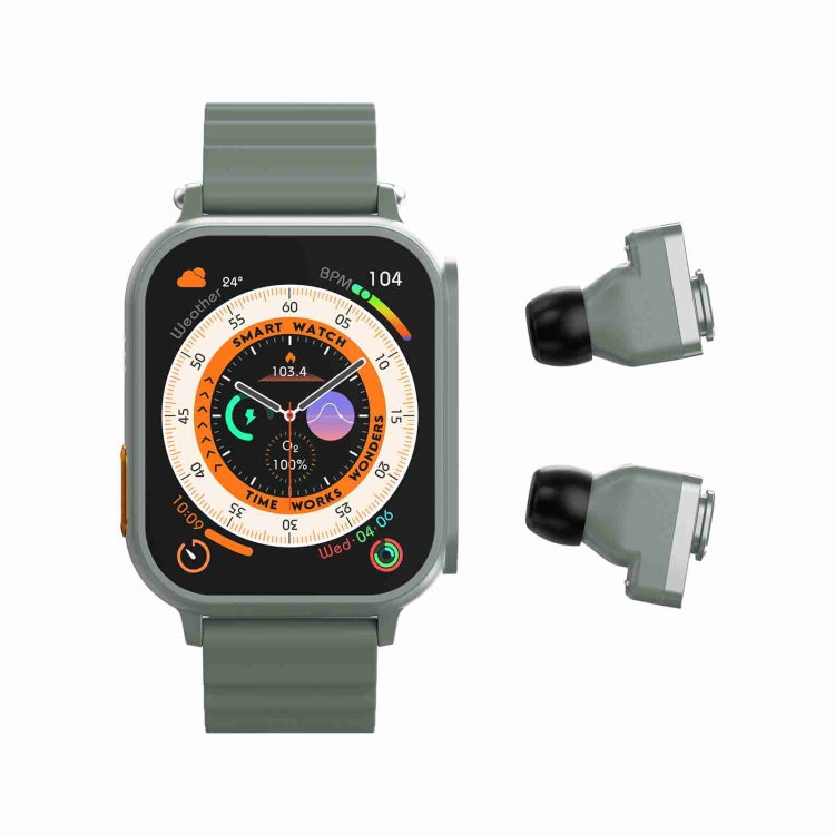 N22 2 in 1 1.96 inch HD Display Sport Bluetooth Call Earphone Smart Watch(Green) - Smart Wear by buy2fix | Online Shopping UK | buy2fix