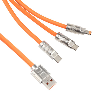 Mech Series 6A 120W 3 in 1 Metal Plug Silicone Fast Charging Data Cable, Length: 1.2m(Orange) -  by buy2fix | Online Shopping UK | buy2fix