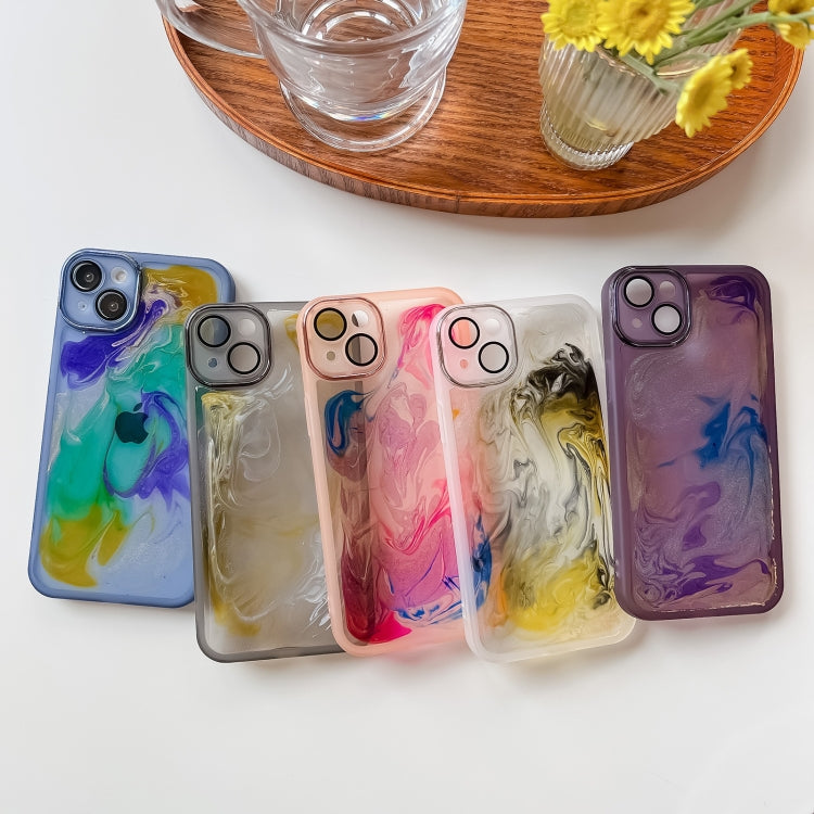 For iPhone 14 Plus Oil Painting Electroplating TPU Phone Case(Grey) - iPhone 14 Plus Cases by buy2fix | Online Shopping UK | buy2fix